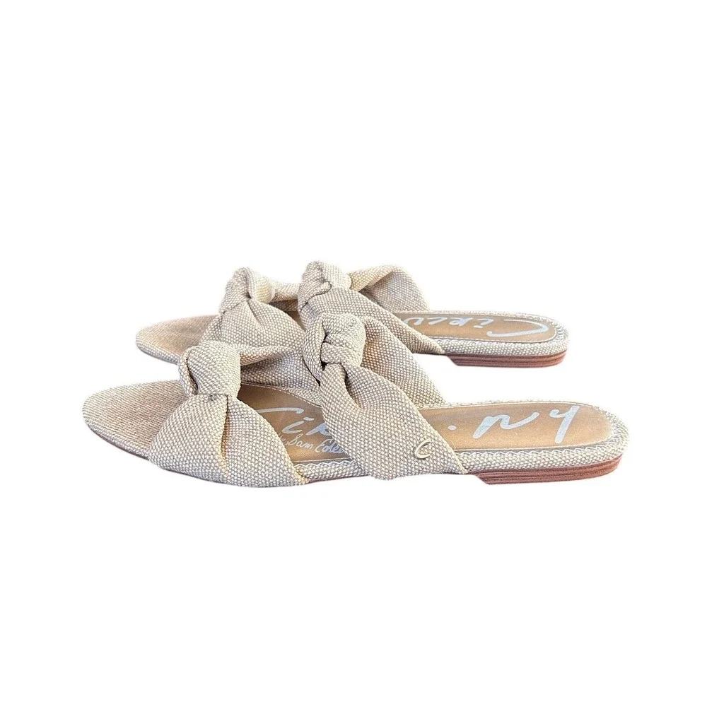 Circus NY by Sam Edelman‎ Womens 9 Beige Woven Double Knot Slide Flat Sandals